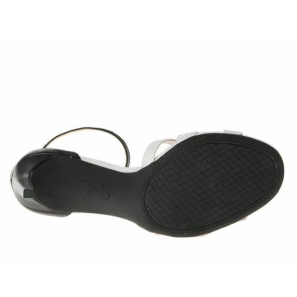 *Jessica Simpson Black White And Strappy Open Toe Maselli Soft Leather Pumps - Picture 7 of 7